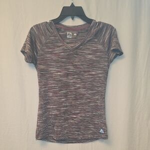 RBX Women's Purple, Gray And White Short Sleeve V-Neck Top